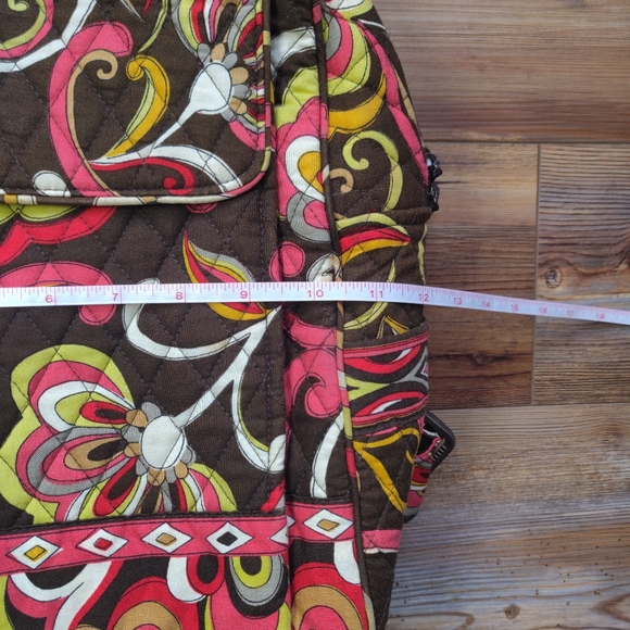 Vera Bradley Backpack Pucinni Floral Paisley Pattern Brown, Pink, and Green - Picture 9 of 12